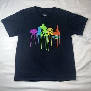 Disney Authentic WDW Walt Disney World Souvenir Black T-Shirt‎ Kids Size Small